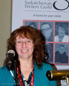 Marie presenting at the Saskatchewan Writers Guild