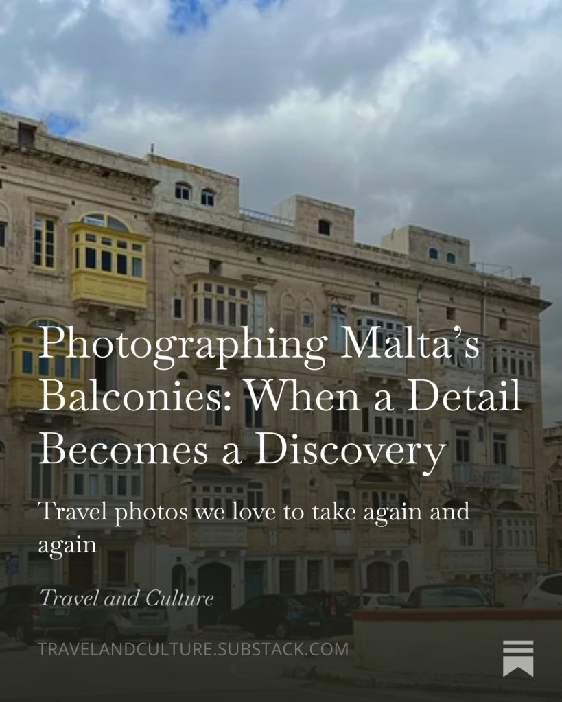 Titles over an image of the balconies in Valetta, Malta
